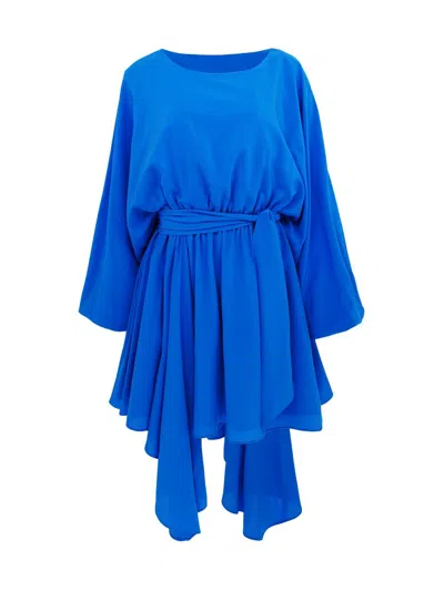 Azeeza Women's Naila Silk Tie-waist Long-sleeve Minidress In Blue