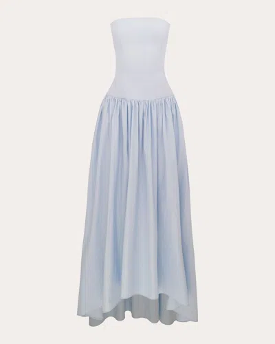 AZEEZA WOMEN'S NAYARA GATHERED STRETCH COTTON POPLIN MIDI DRESS