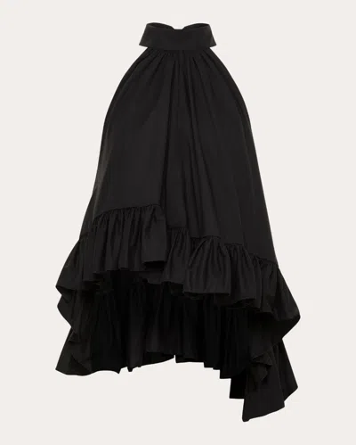 Azeeza Plath Ruffled Poplin Top In Black