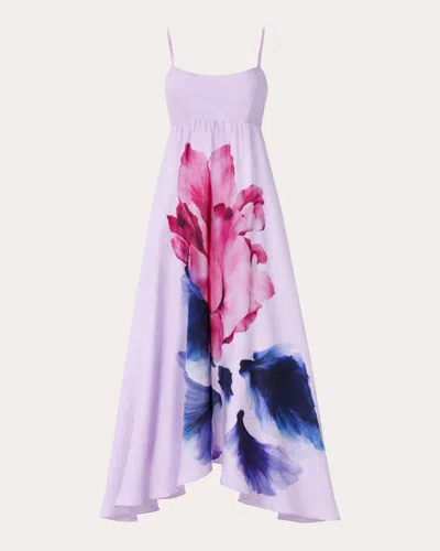 Azeeza Women's Rachel Floral Crepe De Chine Midi Dress Viscose/polyester/silk In Multi