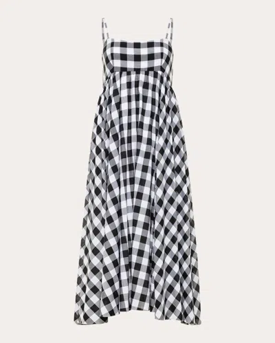 Azeeza Rachel Gingham Midi Dress In Black/white Gingham