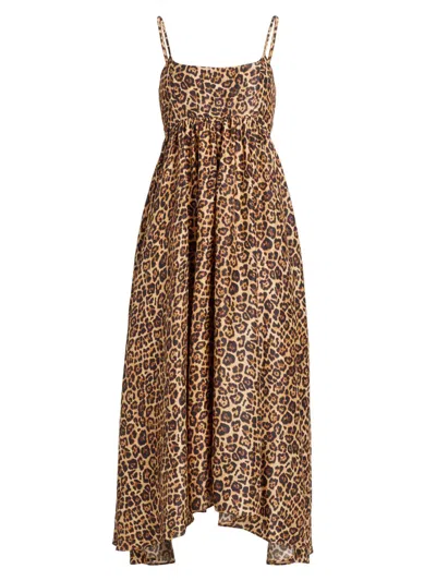 Azeeza Women's Rachel Leopard Asymmetric-hem Midi-dress In Brown