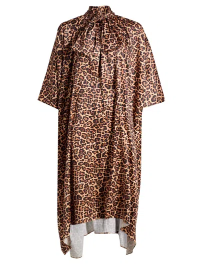Azeeza Women's Raini Leopard-print Satin Midi-dress In Brown