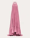 Azeeza Sadie Halterneck Silk Gown In Pink