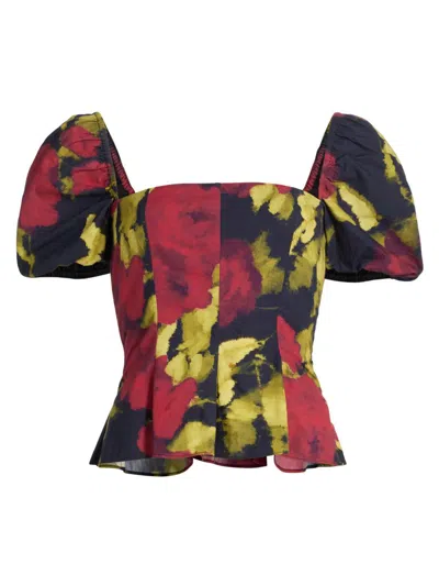 Azeeza Women's Selena Poplin Floral Top In Red