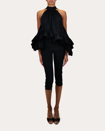 Azeeza Women's Shreya Charmeuse Capri Pants In Black