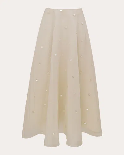 AZEEZA WOMEN'S SORCHA PEARL-EMBELLISHED MIDI SKIRT