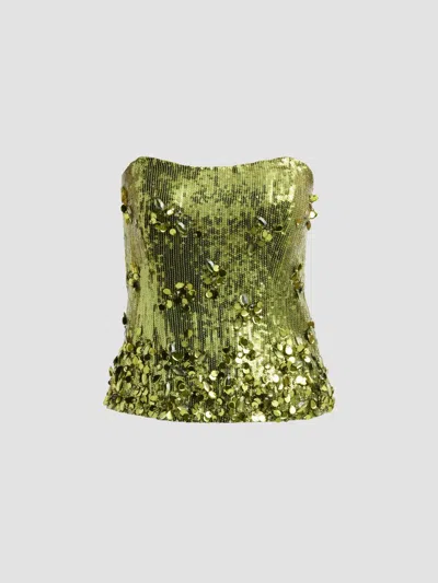 Azeeza Women's Thea Sequined Top In Green