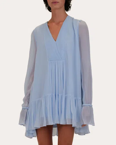 Azeeza Women's Thistle Silk Chiffon Gathered Mini Dress In Blue