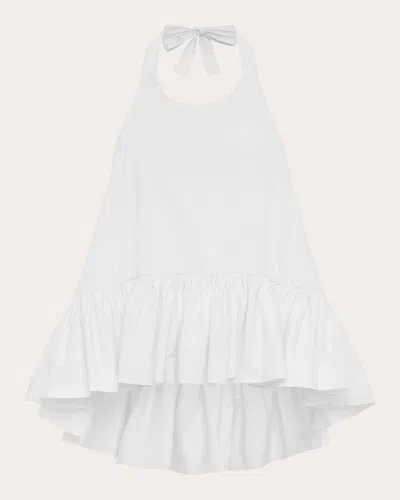 Azeeza Women's Winston Poplin High-low Halter Top In White