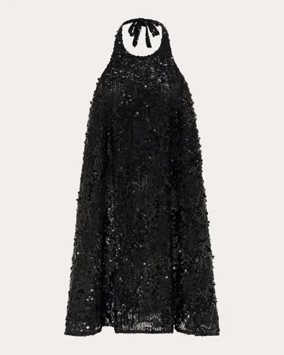 Azeeza Women's Winston Sequin Halter Mini Dress In Black