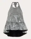 Azeeza Winston Top Silver Sequin In Silver
