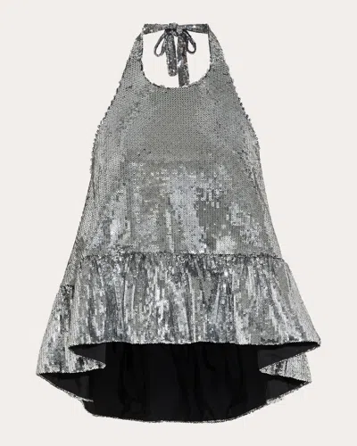 AZEEZA WOMEN'S WINSTON SEQUIN PEPLUM HALTER TOP