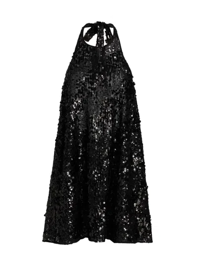 Azeeza Women's Winston Sequined Halter Minidress In Black