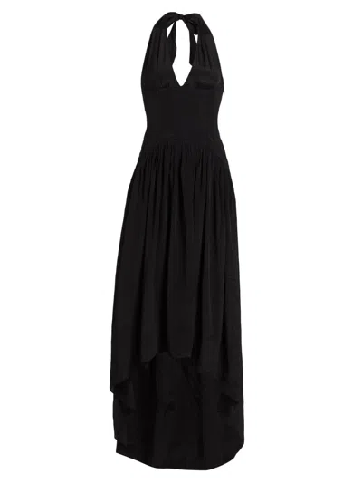 Azeeza Women's Zsa Zsa Halter Silk-blend Crepe De Chine Gown In Black