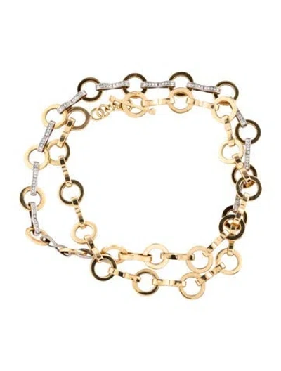 Pre-owned Azlee 18k Diamond Heavy Circle-link Chain Bracelet, 16" In Multicolor