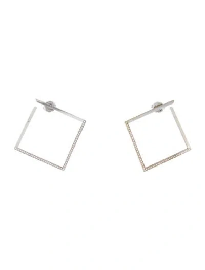 Pre-owned Azlee 18k Diamond White Light Hoop Earrings In Multi