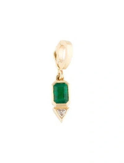 Pre-owned Azlee 18k Emerald & Diamond Pendant In Multi