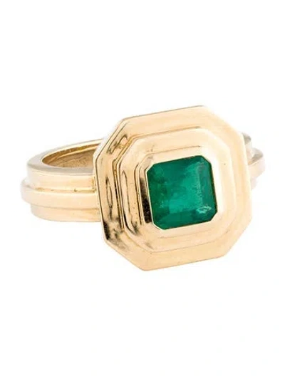 Pre-owned Azlee 18k Emerald Staircase 2-tier Cocktail Ring In Multi