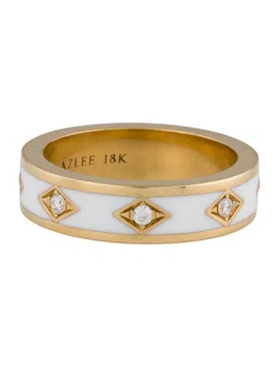 Pre-owned Azlee 18k Enamel & Diamond Morning Sky Diamond Band In Multi