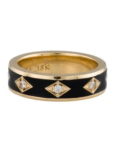 Pre-owned Azlee 18k Enamel & Diamond Night Sky Band In Multi