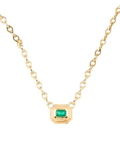 Pre-owned Azlee 18k Staircase Emerald Medium Chain Necklace, 16" In Multi