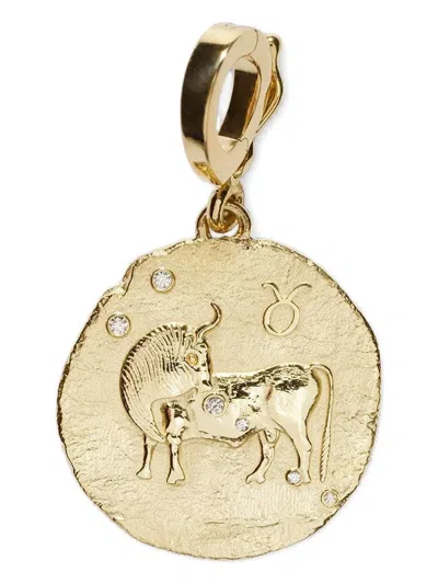 Azlee 18k Yellow Gold Diamond Taurus Coin Necklace