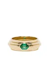 Azlee 18k Yellow Gold Staircase 5-tier Emerald Ring In Gold
