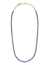 Azlee 18kt Yellow Gold Beaded Sapphire Necklace In Blue