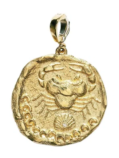 Azlee 18kt Yellow Gold Large Karkinos Coin Diamond Pendant