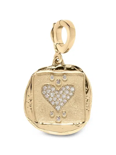 Azlee Amour Diamond-heart Coin Pendant In Gold