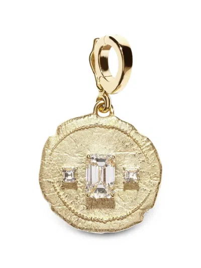 Azlee Diamond Coin Pendant In Gold