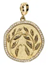 Azlee Diamond Olive Branch Coin Pendent In Gold