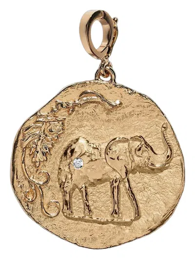 Azlee Diamond Round Coin Pendent In Gold