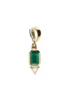 Azlee Emerald & Trillion Diamond Charm In 18k Yellow Gold  Emerald  & Diamond