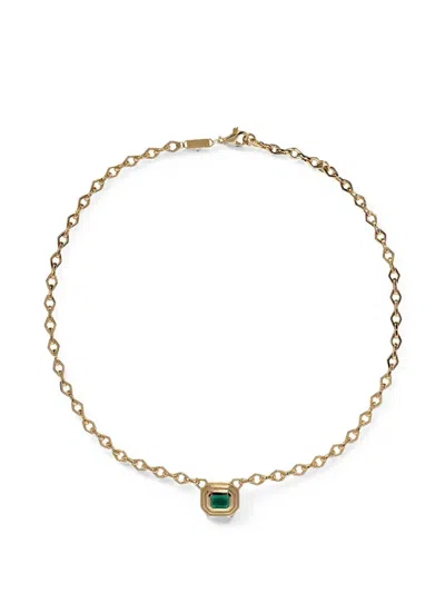 Azlee Emerald Staircase Medium Necklace In Multi