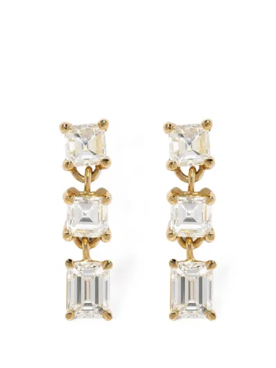 Azlee Illusion Carre Diamond Earrings In Gold