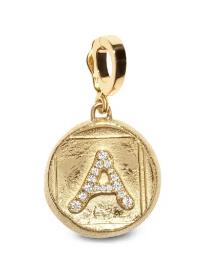 Azlee 이니셜 다이아몬드 펜던트 In Gold