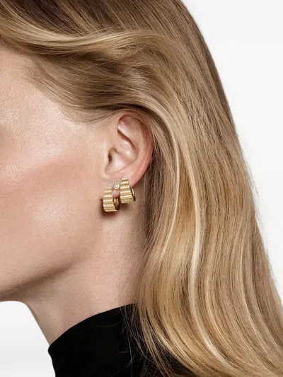 Azlee Large Escalier Diamond Hoop Earrings In Gold