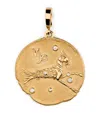 Azlee Large Yellow Gold And Diamond Capricorn Coin Charm In Gold