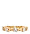 Azlee Large Yellow Gold And Diamond Pirouette Ring