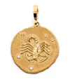 Azlee Large Yellow Gold And Diamond Scorpio Coin Charm In Gold