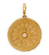 AZLEE LARGE YELLOW GOLD AND DIAMOND SUNBURST COIN CHARM