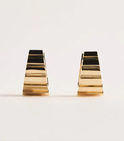 Azlee Large Yellow Gold Escalier Hoop Earrrings