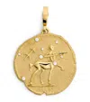 Azlee Large Yellow Gold Zodiac Sagittarius Coin Charm In Gold