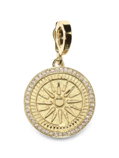Azlee Latge Sunburst Diamond Charm In Gold