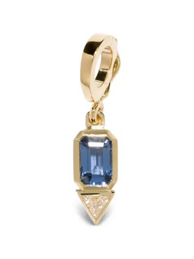 Azlee Sapphire And Diamond Trillion Pendant In Gold