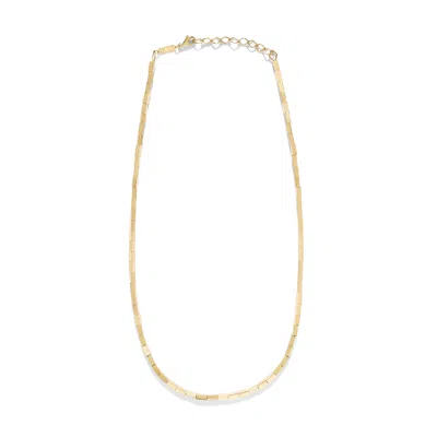 Azlee Small Gold Bar Necklace In 18k Yellow Gold