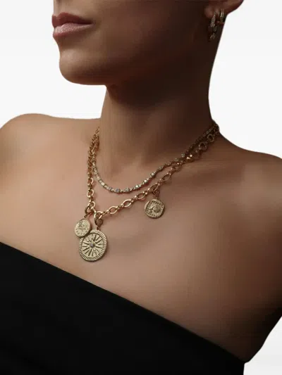 Azlee Small Prosperity Palm Diamond Coin Pendant In Gold