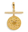 AZLEE SMALL YELLOW GOLD AND DIAMOND COMPASS COIN CHARM